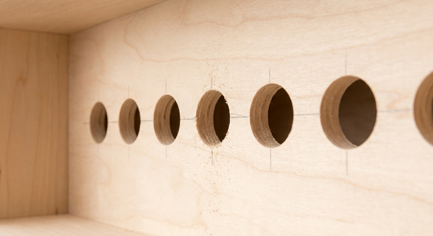 Precyzyjny wzór otworów w szafce